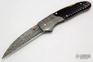 Damascus and Horn Lockback