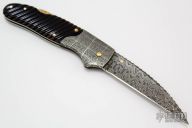 Damascus and Horn Lockback