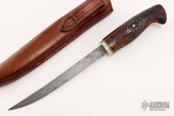 Stainless Damascus and Ironwood Fillet