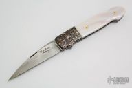 Damascus and Pink Pearl Lockback