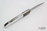 Damascus and Pink Pearl Lockback