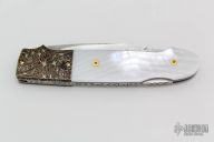 Damascus and Pink Pearl Lockback