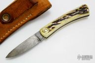 Damascus and Stag Lockback