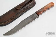 Damascus Fixed Blade - Dyed Bone Handle
