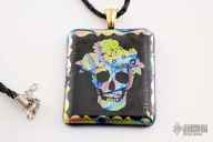 Dichroic Glass Necklace - Flower Skull