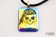 Dichroic Glass Necklace - Lady Skull