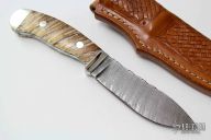 Drop Point Skinner - Damascus and Mammoth Tooth