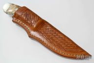 Drop Point Skinner - Damascus and Mammoth Tooth