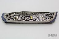 Engraved Damascus Folder - "Hell's Army"