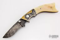 Engraved Linerlock - Damascus/Pearl