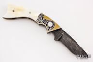 Engraved Linerlock - Damascus/Pearl