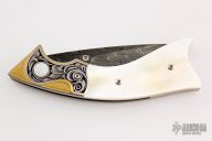 Engraved Linerlock - Damascus/Pearl