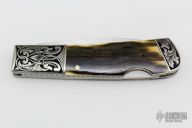 Engraved Lockback Folder - Mammoth Ivory