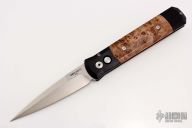 Godfather 906 - Black Handle / Maple Burl Inlay / Satin Plain Edge