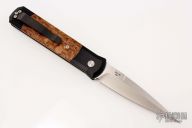 Godfather 906 - Black Handle / Maple Burl Inlay / Satin Plain Edge