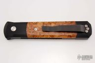Godfather 906 - Black Handle / Maple Burl Inlay / Satin Plain Edge