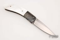 Linerlock Folder - Damascus and Pearl