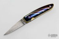 Miniature Linerlock - Damascus/Titanium/Gold
