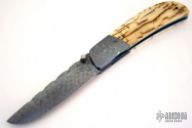 Model LLF - Damascus & Mammoth Bark Linerlock