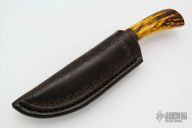 Pocket Knife with Stag and Scagel Style Stacked Leather