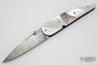 Raindrop Linerlock - Damascus & Pearl