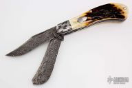 Saddle Horn Trapper - Damascus and Stag
