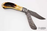 Saddle Horn Trapper - Damascus and Stag