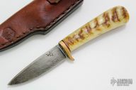 Small Damascus Fixed Blade