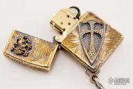 Steel Flame Zippo - Crusader Cross and Rampant Lion