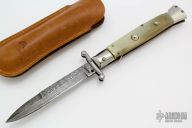 Swing Guard Lockback Stiletto Auto - Damascus