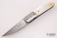 Damasteel and Gold Lip Pearl Linerlock
