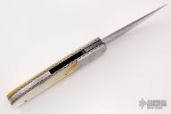 Damasteel and Gold Lip Pearl Linerlock