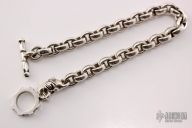 Sterling Silver Link Bracelet w/ Slickster Skull