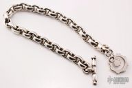 Sterling Silver Link Bracelet w/ Slickster Skull