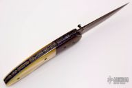 Damascus and Gold lip Pearl Linerlock - Rick Dunkerly