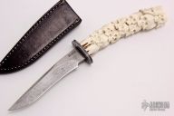 Carved Stag Knife - Damasteel