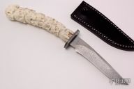 Carved Stag Knife - Damasteel