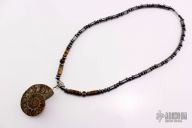 Hematite and Tiger's Eye Necklace with Shell Geode