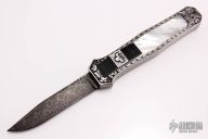 Engraved Damascus and Pearl Automatic (#016)