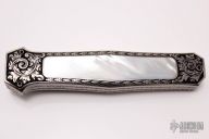 Engraved Damascus and Pearl Automatic (#016)