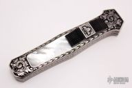 Engraved Damascus and Pearl Automatic (#016)