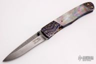 Damascus and Black Lip Pearl Linerlock