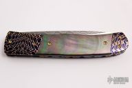 Damascus and Black Lip Pearl Linerlock
