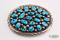 Sterling Silver and Turquoise Belt Buckle - Navajo
