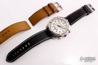 Men's Android Tan Dial Black Leather Strap Chronograph Quartz Watch AD466