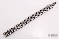 Flat Axe Link Sterling Silver Bracelet - Crusader Cross  Clasp