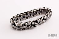Flat Axe Link Sterling Silver Bracelet - Crusader Cross  Clasp