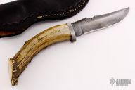 Damascus and Stag Fixed Blade