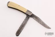 Two-Blade Trapper - Damascus and Ivory Micarta