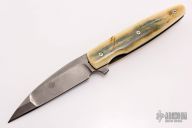 Wharncliffe Flipper - Glock Barrel Damascus and Mammoth Ivory